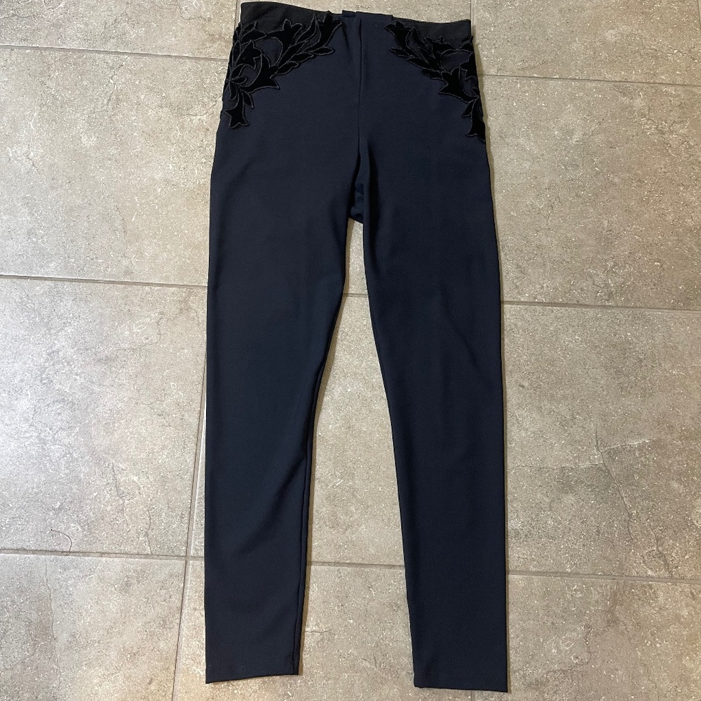 Bebe Black Stretchy  Leggings Side Accents